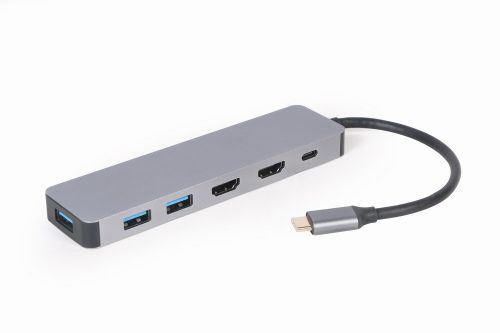GEMBIRD MULTI ADAPTER USB TYP-C 3W1 SREBRNY HUB USB, HDMI, PD (100W)
