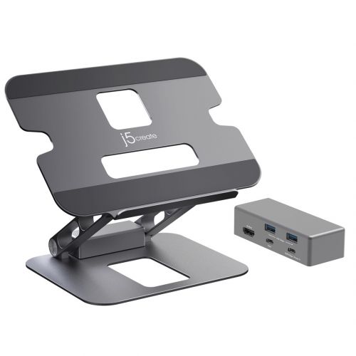 Podstawka ergonomiczna do notebooka ze stacją dokującą j5create Multi-Angle 4K Docking Stand USB-C 1