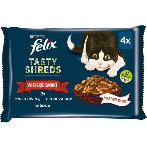 FELIX Tasty Shreds z Wołowiną i z Kurczakiem 4x80g