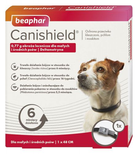BEAPHAR Canishield S/M - obroża lecznicza z deltametryną dla psów - 48cm