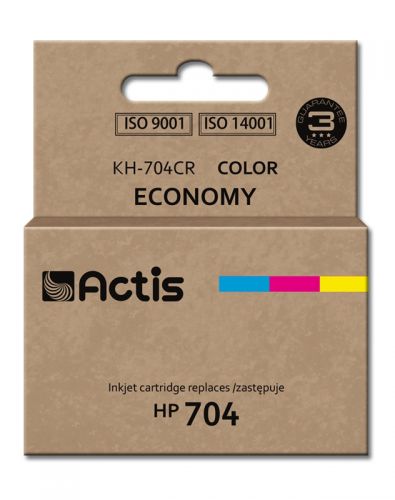 Tusz ACTIS KH-704CR (zamiennik HP 704 CN693AE; Standard; 9 ml; kolor)