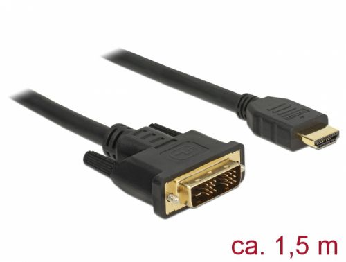 Kabel DELOCK 85583 (DVI-D (Single link) M - HDMI M; 1,5m; kolor czarny)