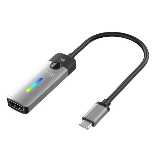 Adapter j5create USB-C to HDMI 2.1 8K Adapter (USB-C m - 8K HDMI f 10cm; kolor srebrno czarny) JCA15