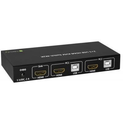 TECHLY PRZEŁĄCZNIK KVM HDMI/USB 2X1 Z AUDIO 4KX2K IDATA KVM-HDMI2U