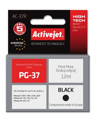 Tusz Activejet AC-37R (zamiennik Canon PG-37; Premium; 12 ml; czarny)