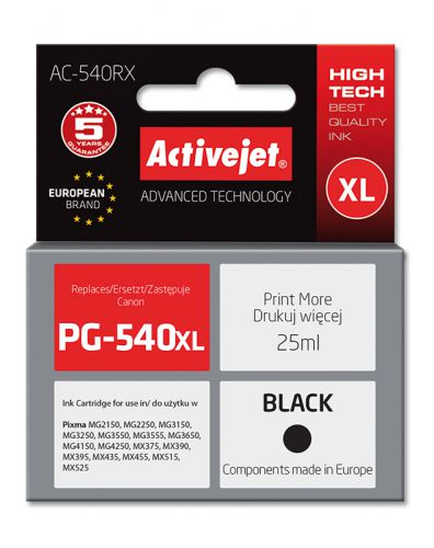 Tusz Activejet AC-540RX (zamiennik Canon PG-540XL; Premium; 25 ml; czarny)